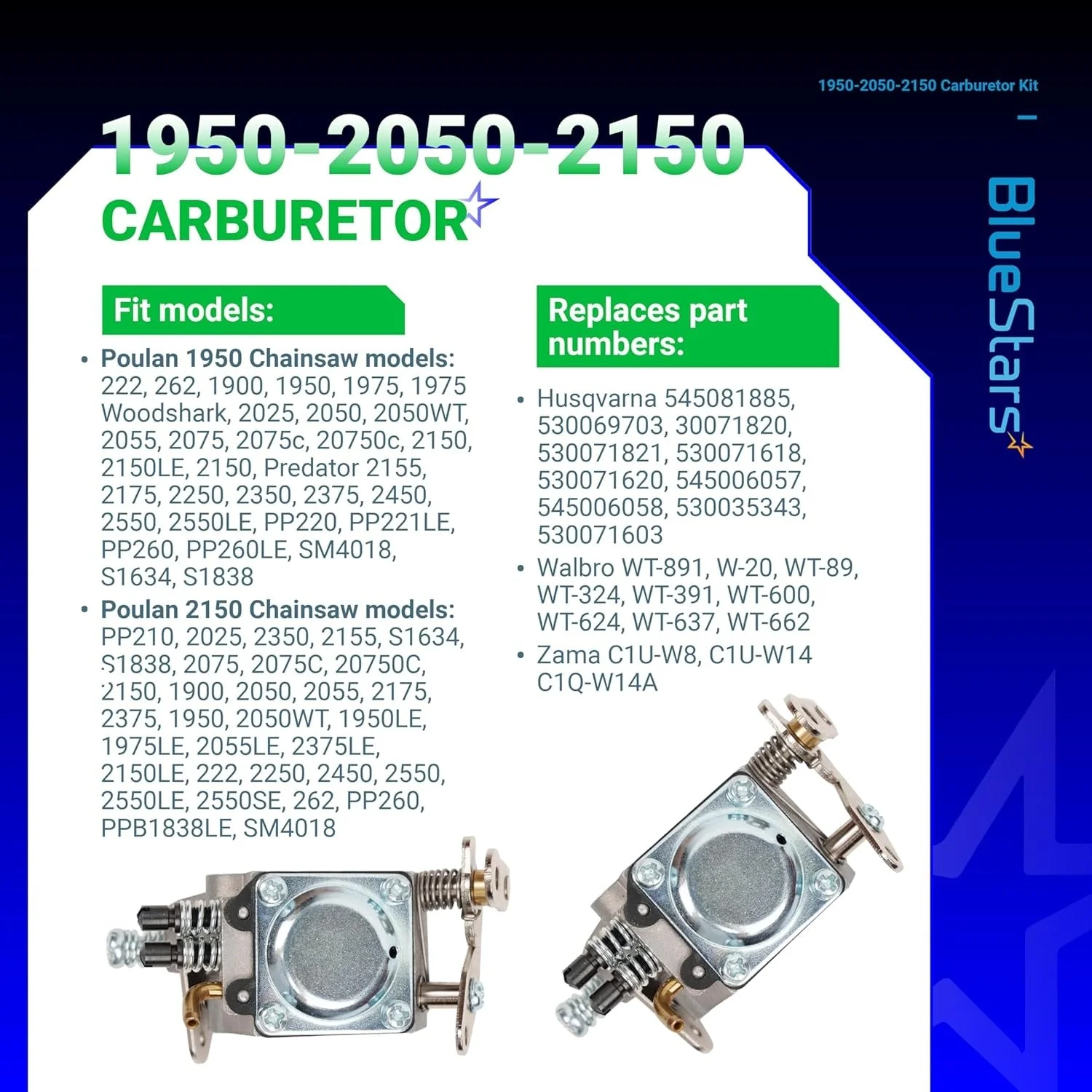[Lifetime Warranty] 1950 2050 2150 Carburetor Kit (1 carburetor, 1 fuel filter, 1 air filter, 2 yellow fuel lines, 1 primer bulb,1 spark plug,1 gasket) - Image 5