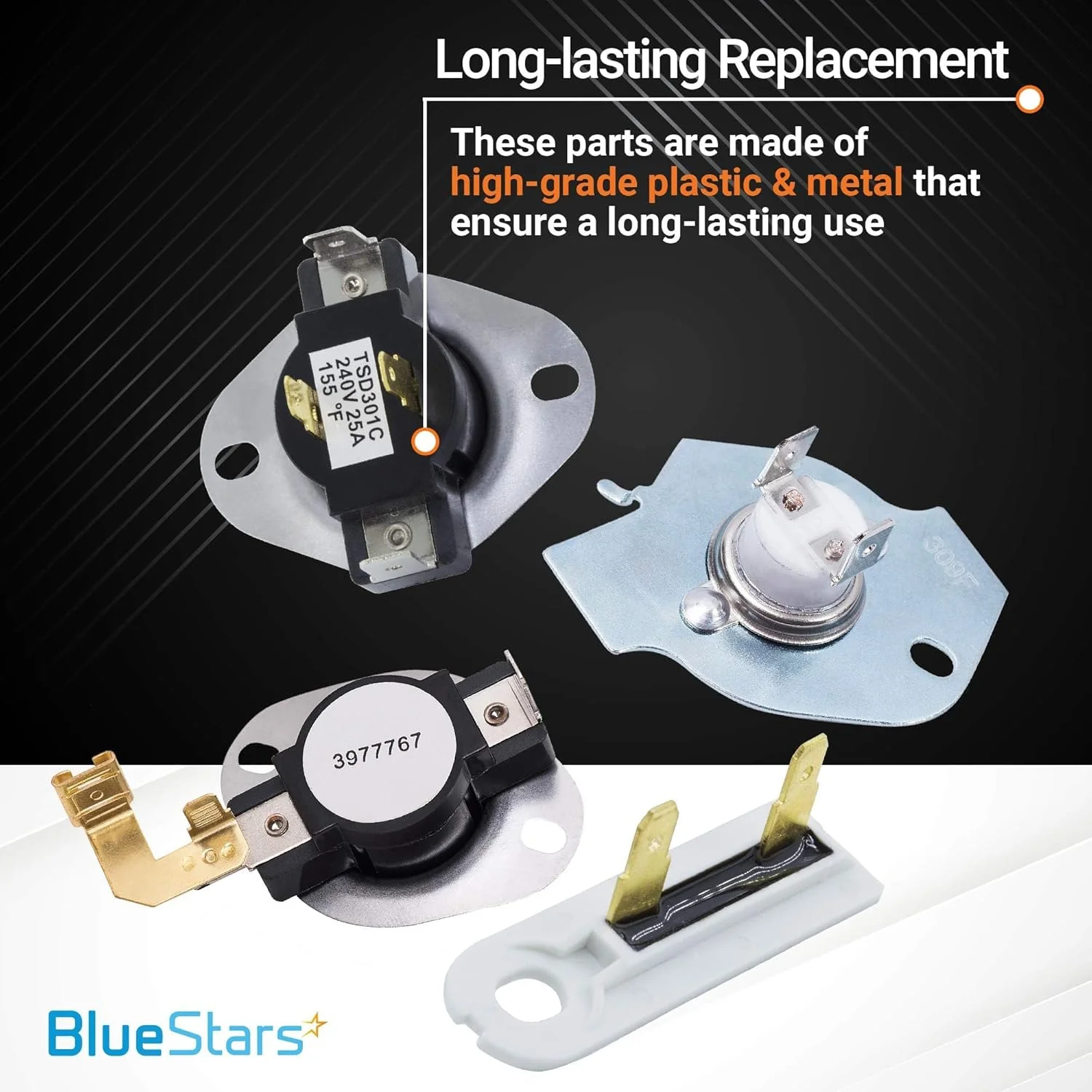[Lifetime Warranty] 3387134 Cycling Thermostat 3392519 Dryer Thermal Fuse 3977393 Thermal Cut-off Switch 3977767 High-limit Thermostat Kit - Pack of 2 - Image 6
