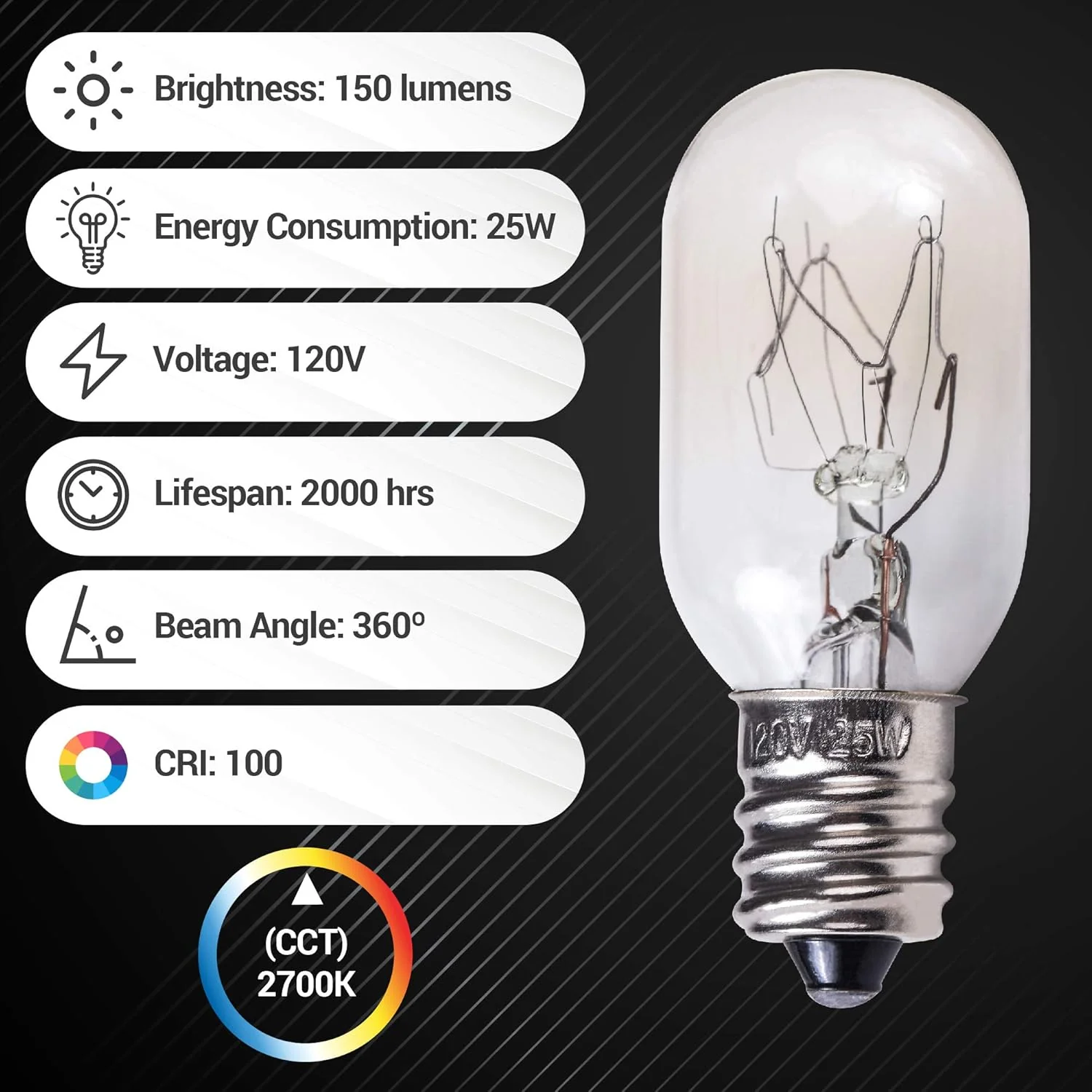 [Lifetime Warranty] E12 T20 25W Incandescent Bulbs Salt Lamp 120V - Image 3