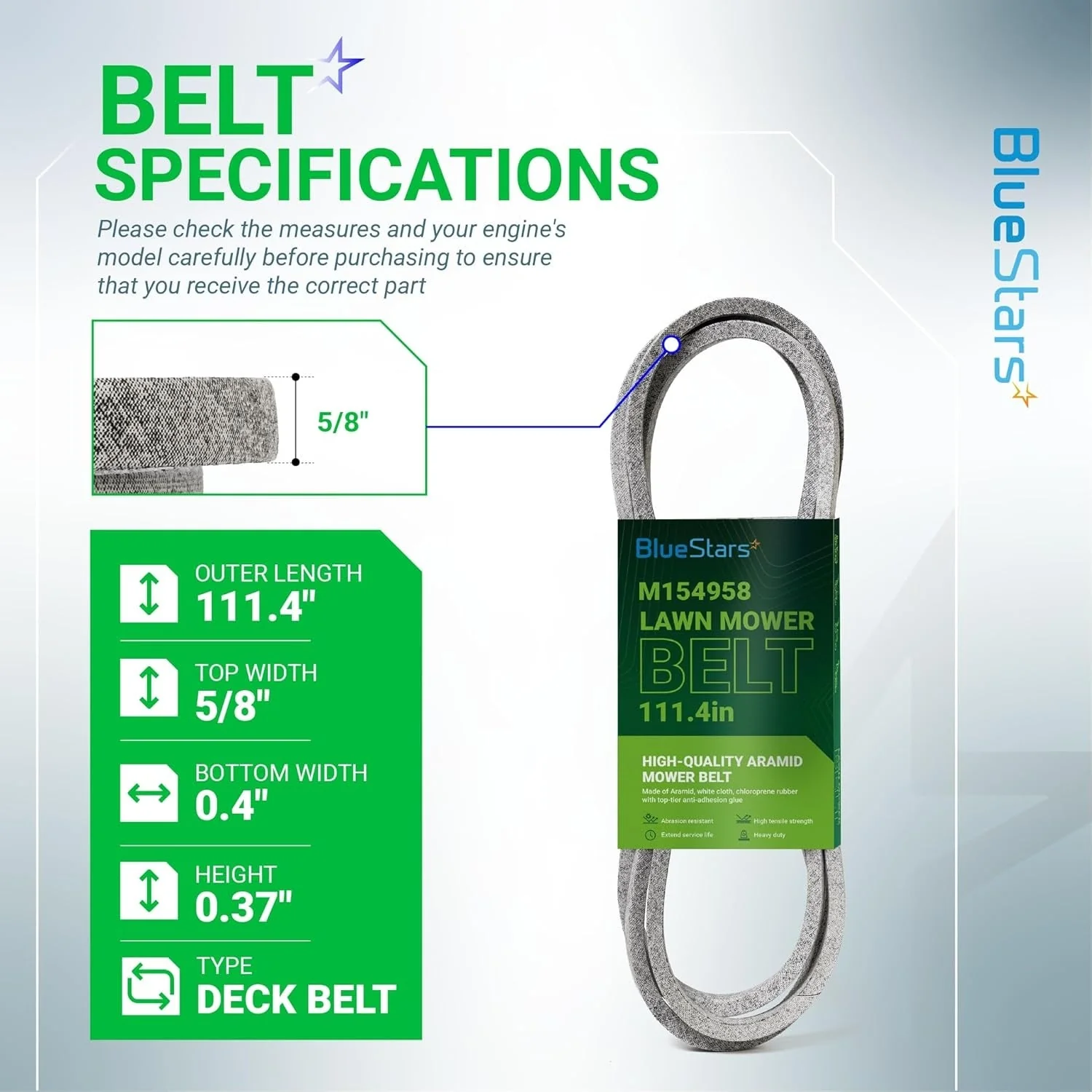 [Lifetime Warranty] Mower Deck Belt M154958 111.4" x 5/8" - Image 3