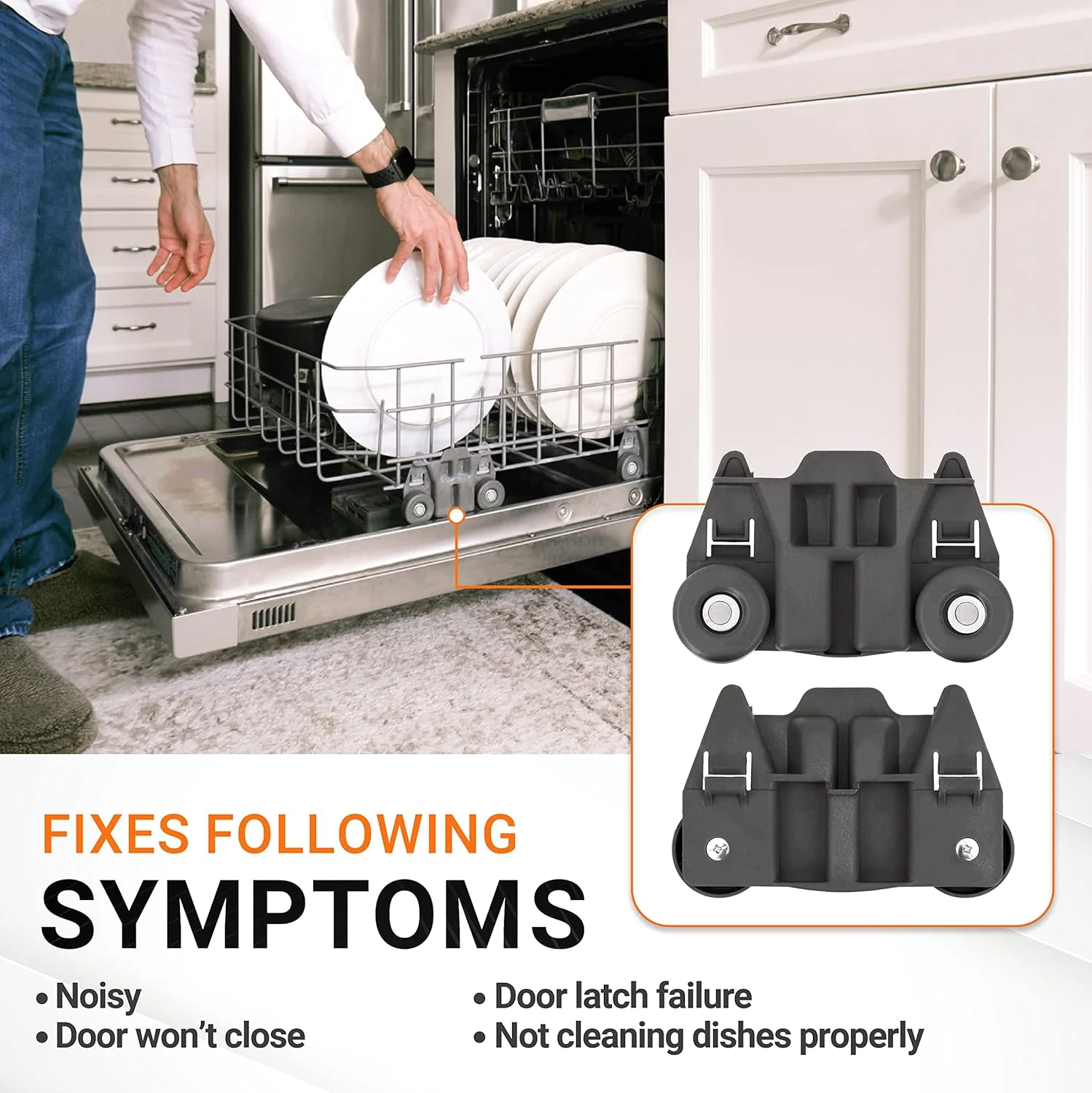 [Lifetime Warranty] W10195417 Dishwasher Lower Dish Rack Wheel - Pack of 4 - Image 4